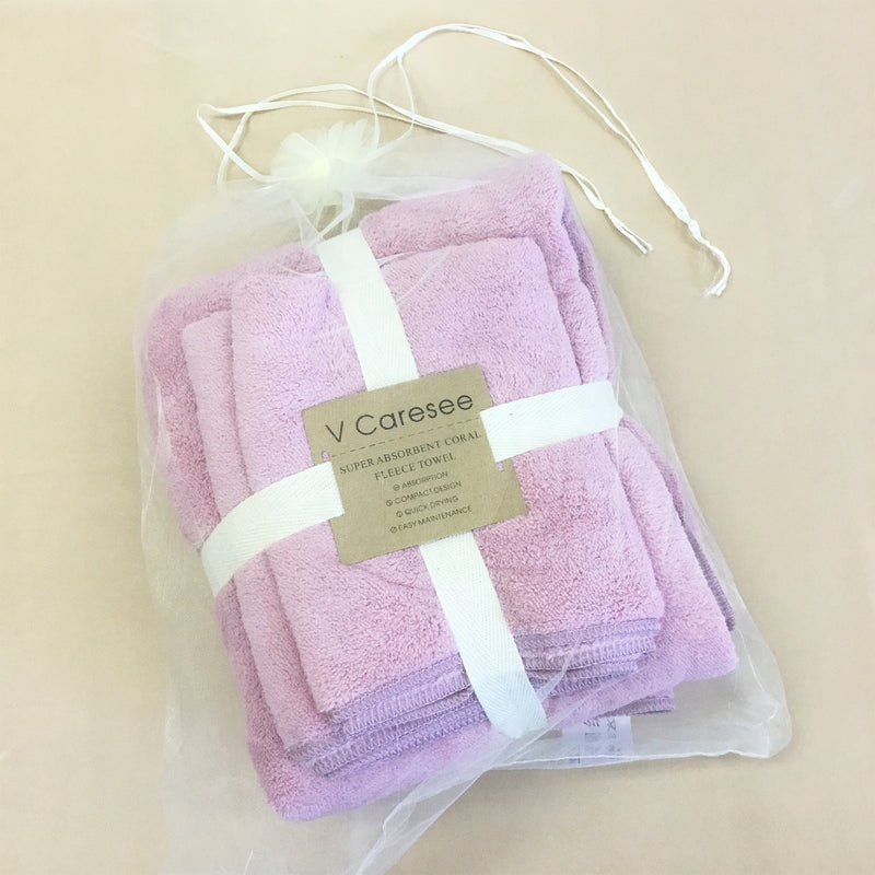 High-density coral fleece towel set (1 set) 6 colours