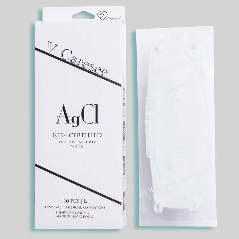 【Element 3D Medical Face Mask for Adults】 AgCl White Size L Individual package (10pcs)