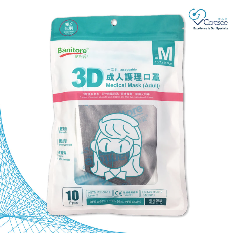 Banitore 3D Adult Medical Mask - Limited Time Earth Tone Dark Grey
